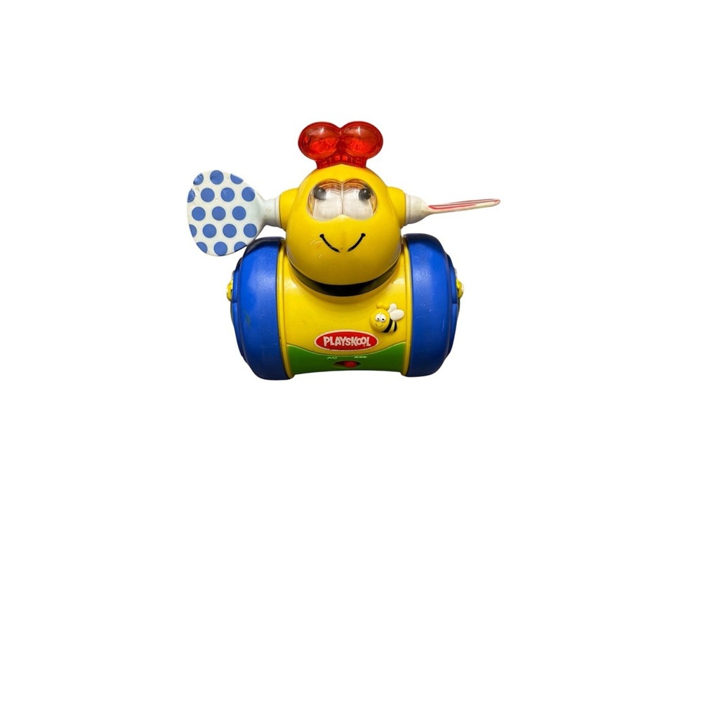 PlaySkool 2003 Crawl 'n Flutter Bee Musical Toy Wobble Roll w Fluttering Wings